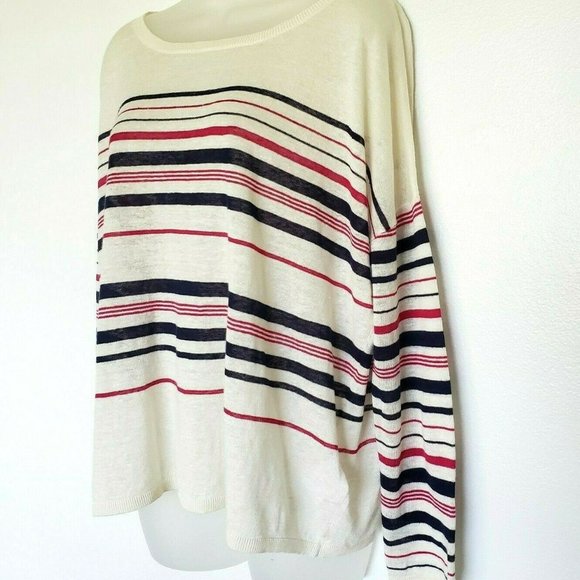 Joie Maine 100% Linen Striped Sweater Size L - Picture 4 of 9